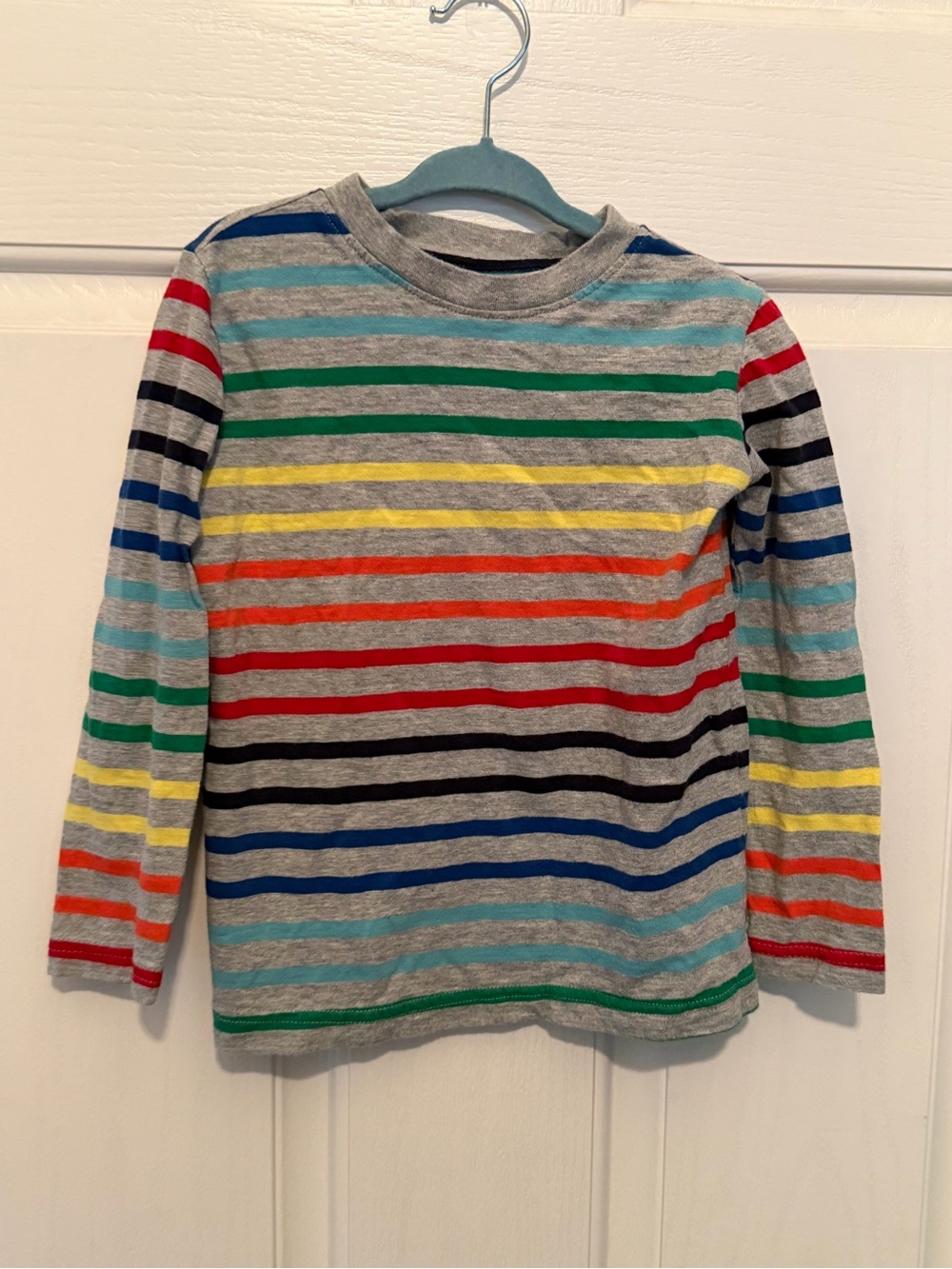 Primary Grey Long Sleeve Shirt with Rainbow Stripes